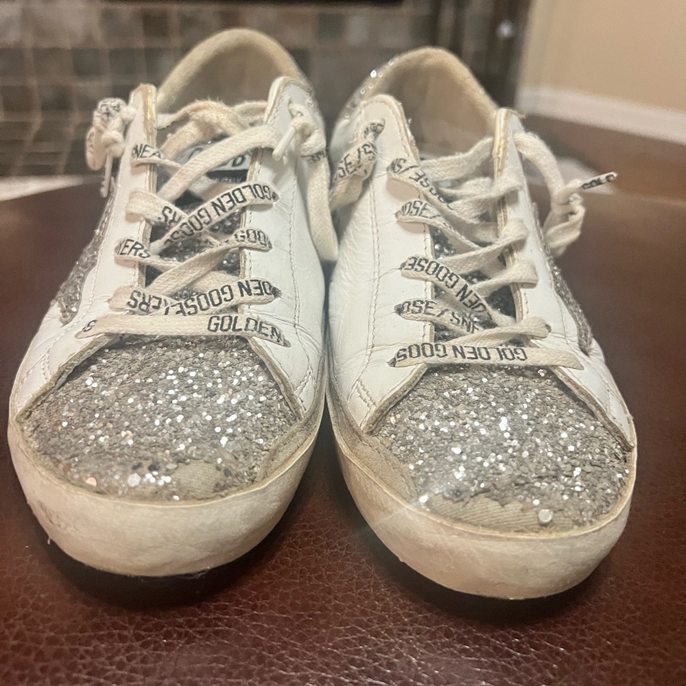 Authentic Golden Goose Superstar glitter white & silver sneaker - Picture 4 of 11